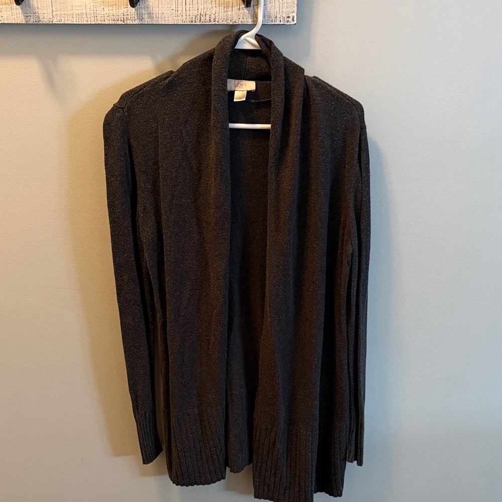LOFT Charcoal Open Front Sweater